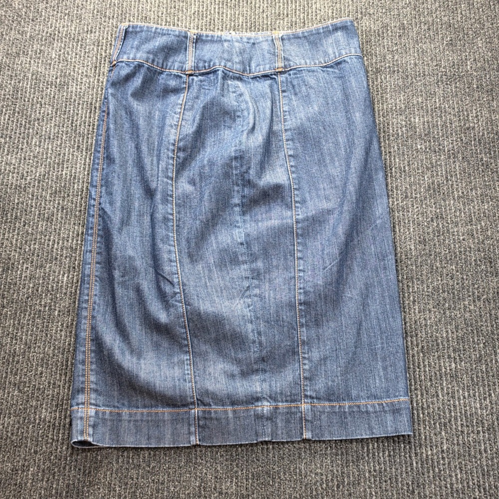 White House Black Market Denim Skirt Women 8 Blue Excellent Pencil Knee Length